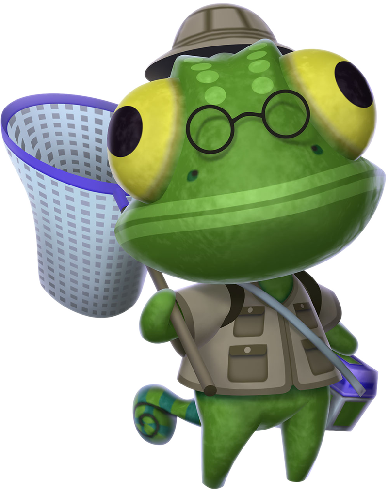 Animal Crossing Frog Villagerwith Net PNG image
