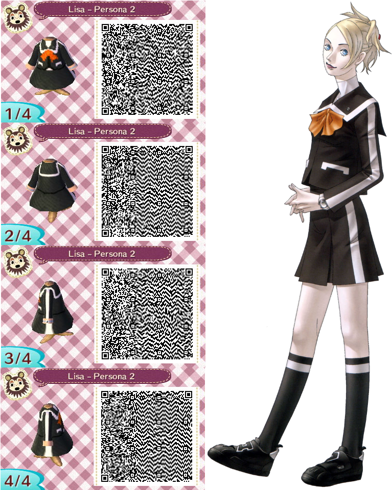 Animal Crossing Lisa Persona2 Outfit Q R Codes PNG image