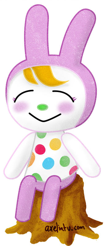 Animal Crossing Polka Dot Rabbit Character PNG image