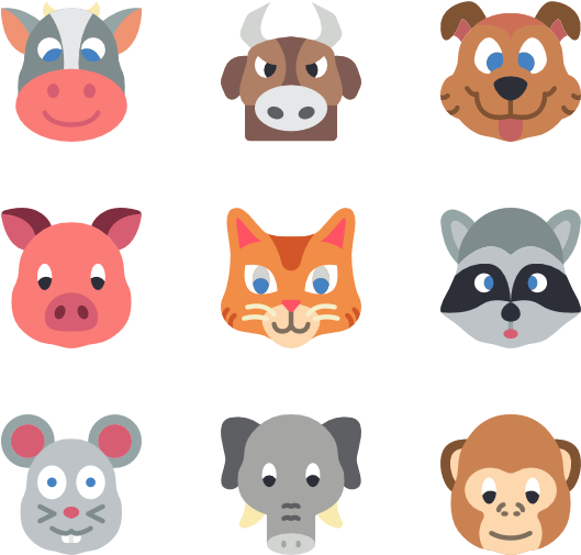 Animal Face Icons Collection PNG image