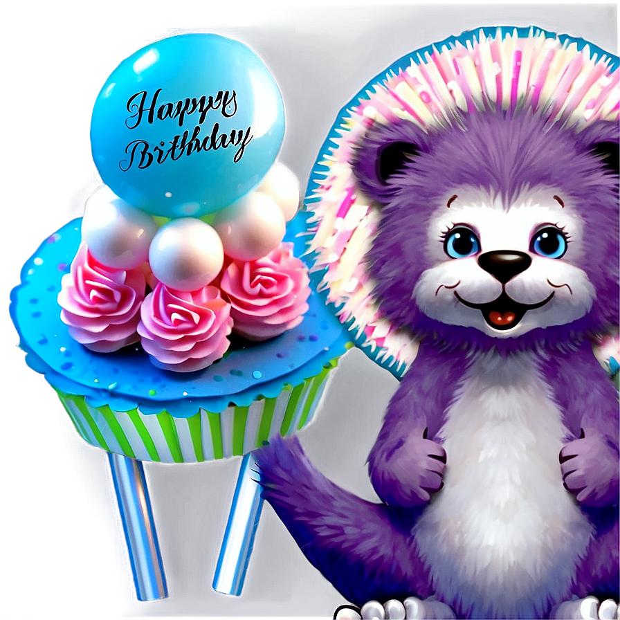 Animal Happy Birthday Cake Topper Png Qgi PNG image