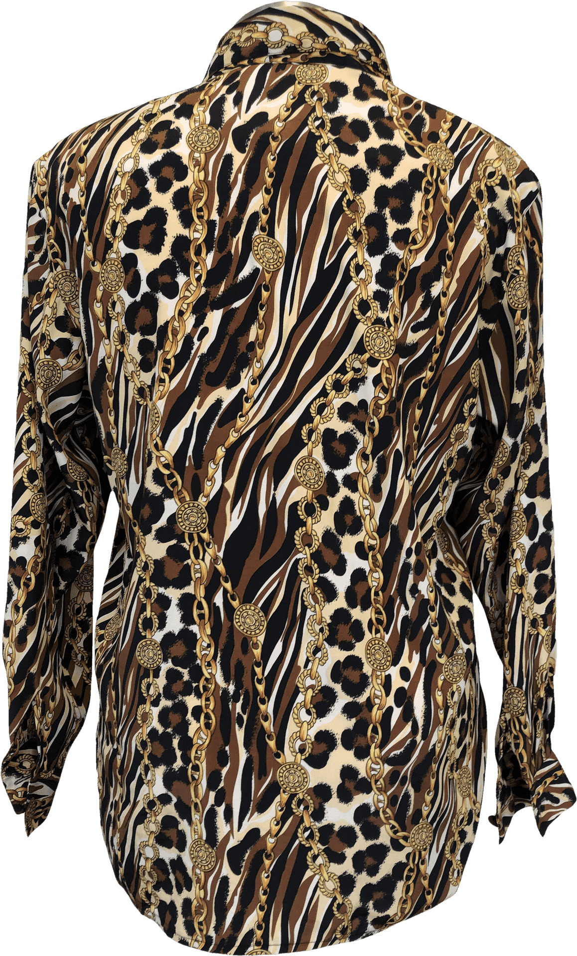Animal Print Gold Chain Blouse Design PNG image