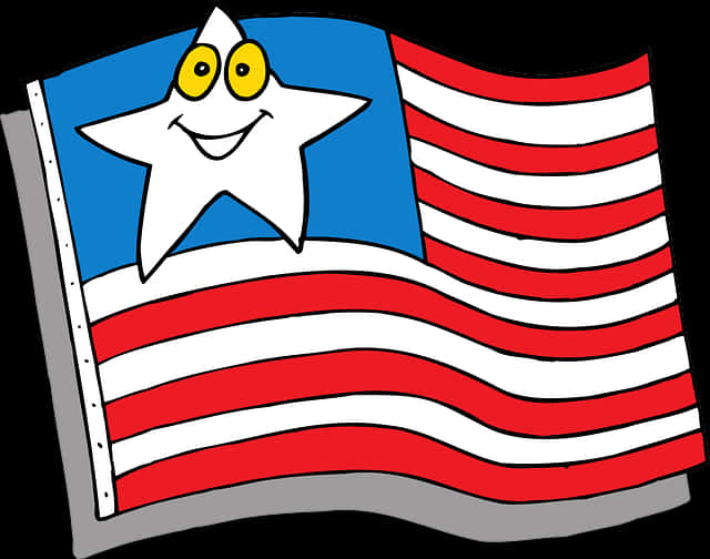Animated American Flagwith Smiling Star PNG image