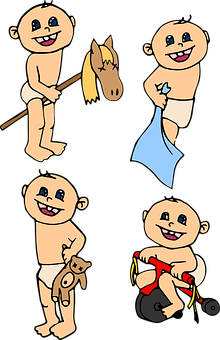 Animated Babies Various Activities PNG image