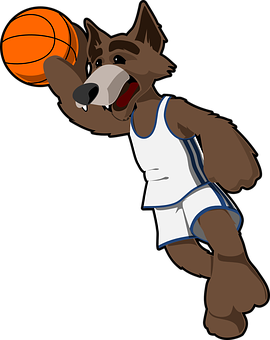 Animated Basketball Playing Wolf PNG image