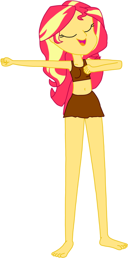 Animated Beach Girl Stretching Pose PNG image