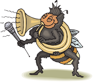 Animated Bee Singing Into Microphone PNG image