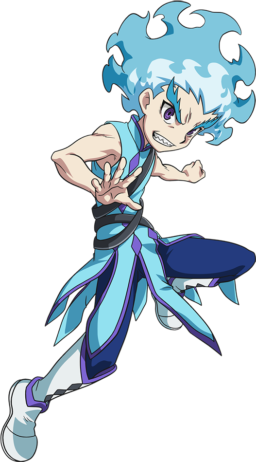 Animated Beyblade Character Action Pose PNG image