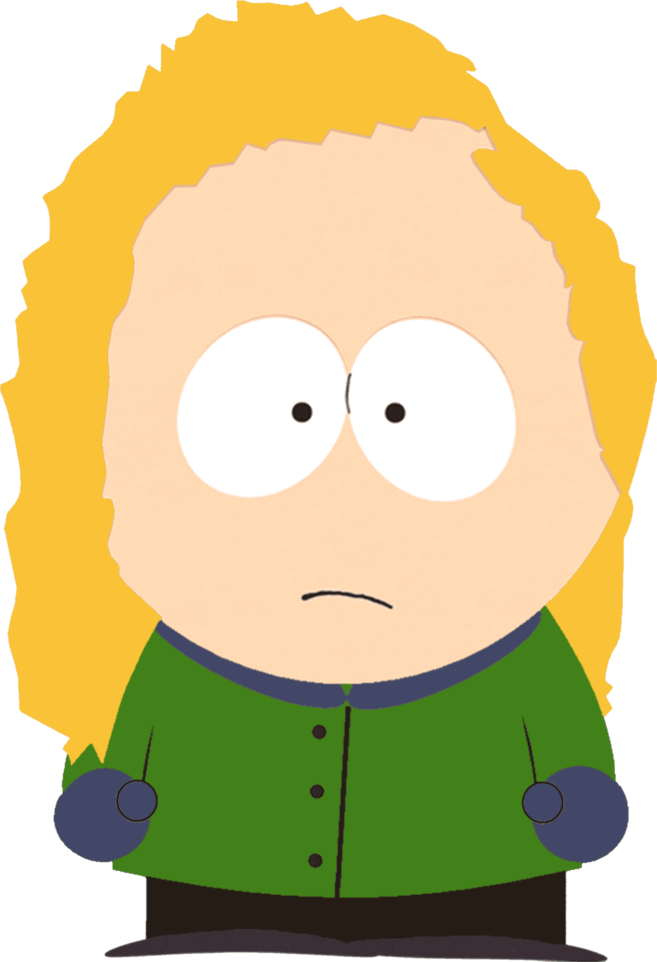 Animated Blonde Character Green Jacket PNG image