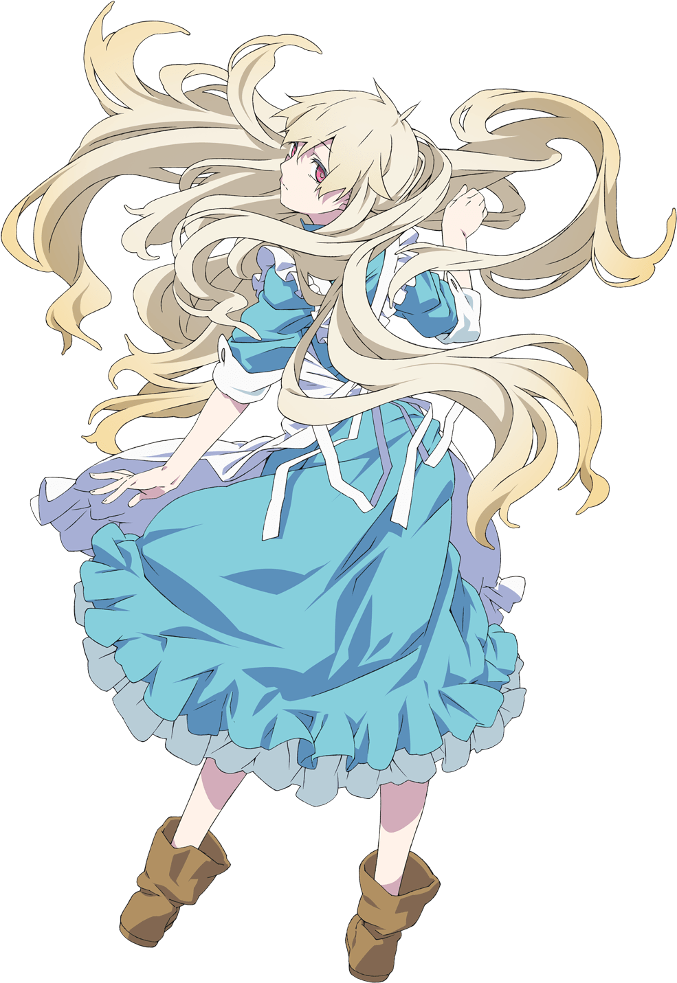 Animated Blonde Characterin Blue Dress PNG image