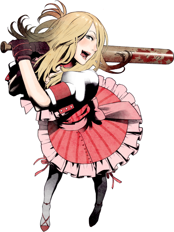 Animated Blonde Girl With Bat PNG image