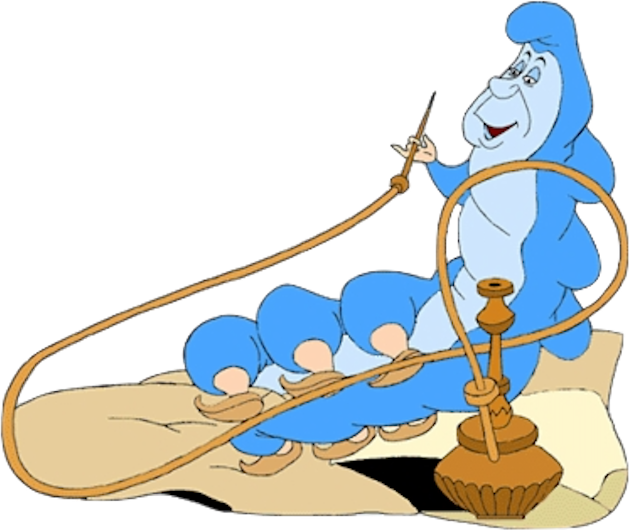 Animated Blue Caterpillar Smoking Hookah PNG image