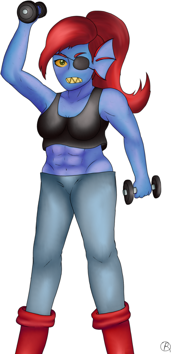 Animated Blue Character Weightlifting PNG image