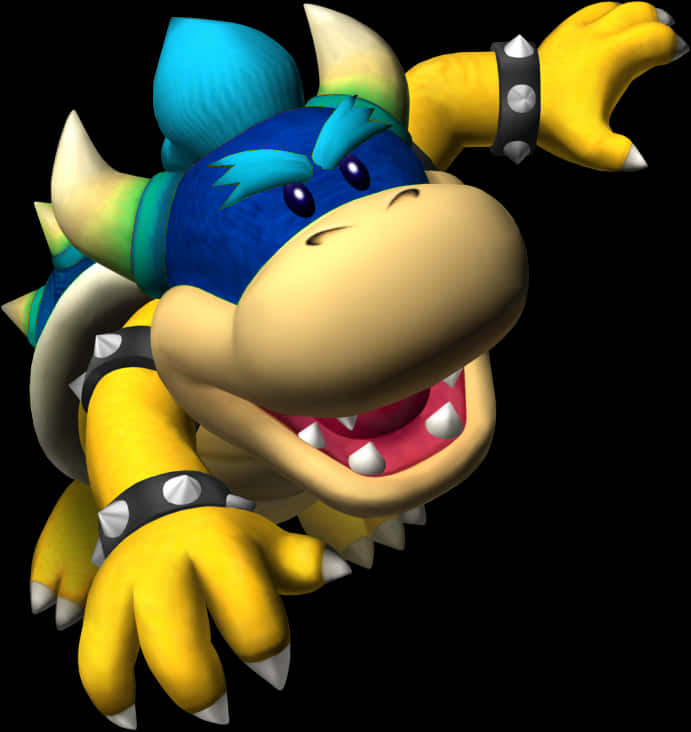 Animated Blue Haired Bowser Character PNG image