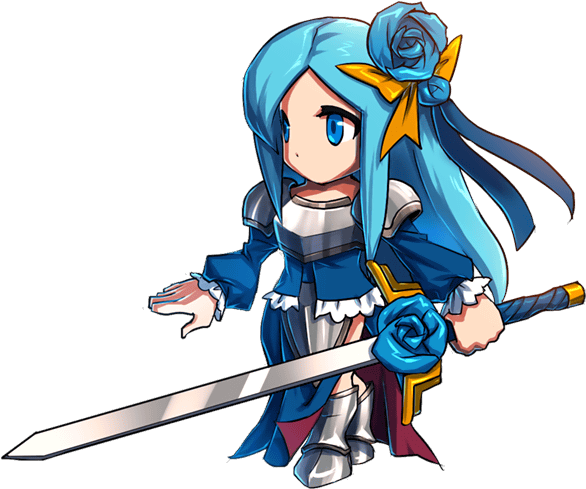 Animated Blue Haired Swordswoman PNG image