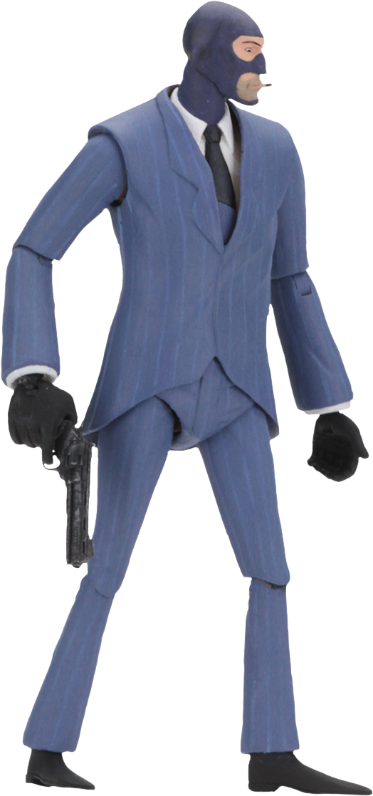 Animated Blue Suited Spy With Gun PNG image