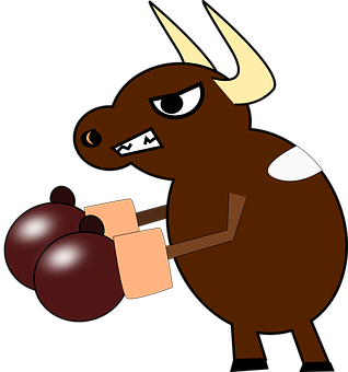 Animated Boxing Bull Character PNG image