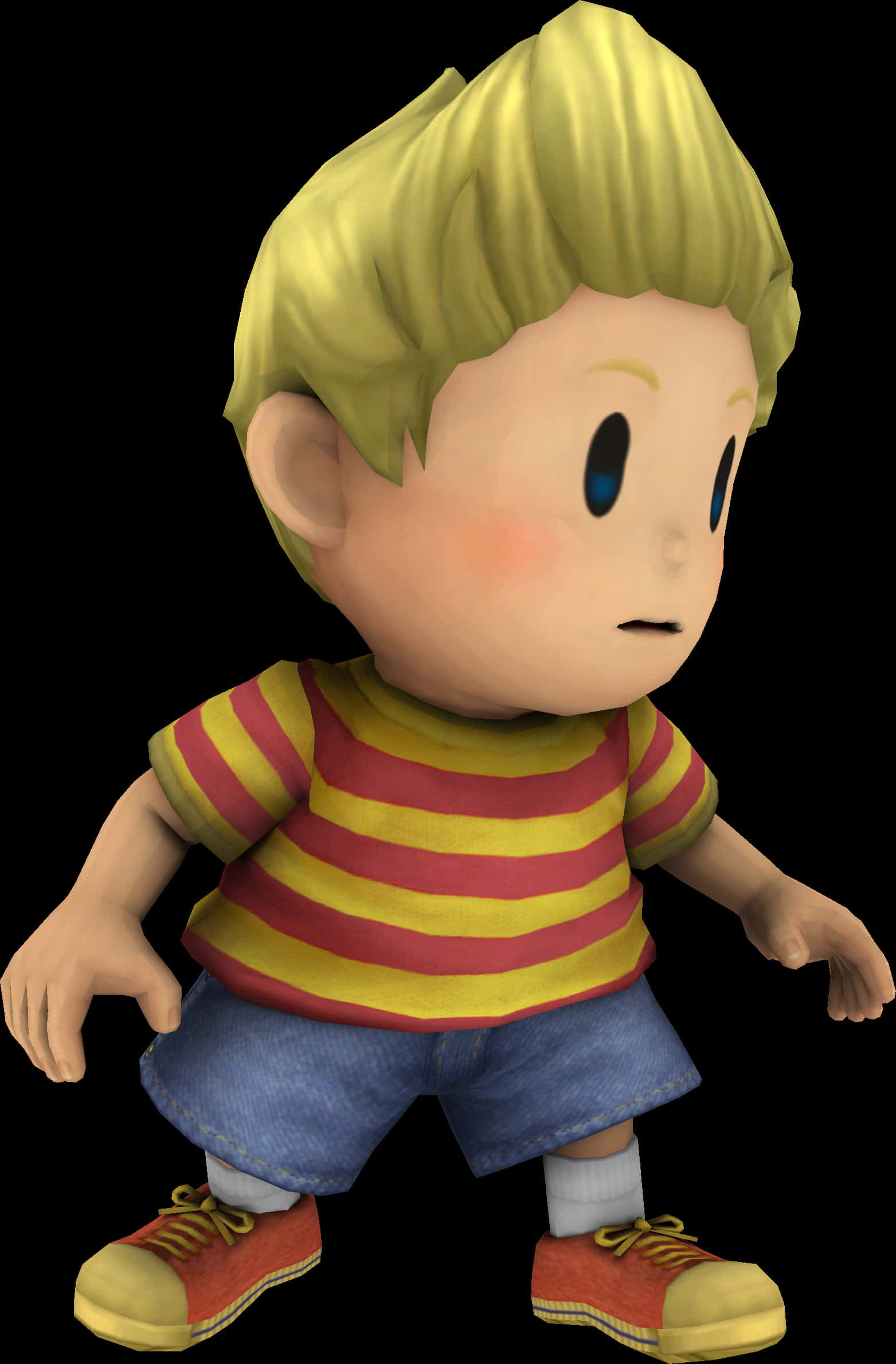 Animated Boy Red Yellow Striped Shirt PNG image