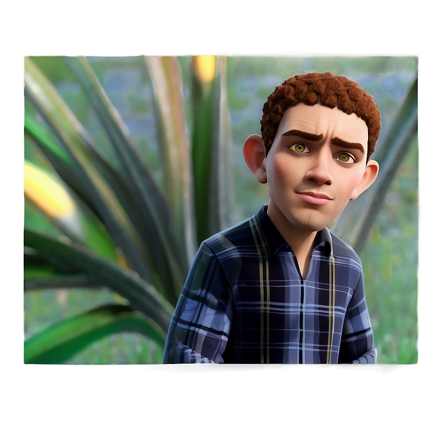 Animated Boyin Plaid Shirt PNG image