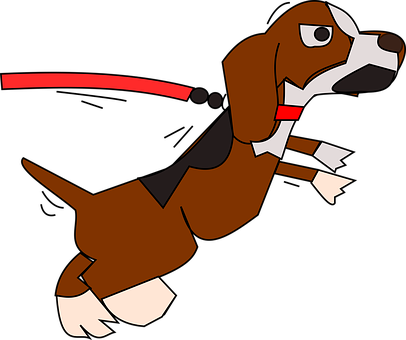 Animated Brown Dog Leash Jumping PNG image