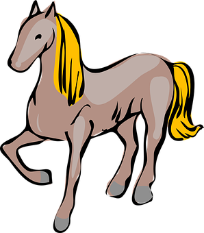 Animated Brown Horsewith Yellow Mane PNG image