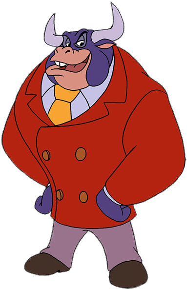 Animated Bull Character Red Coat PNG image