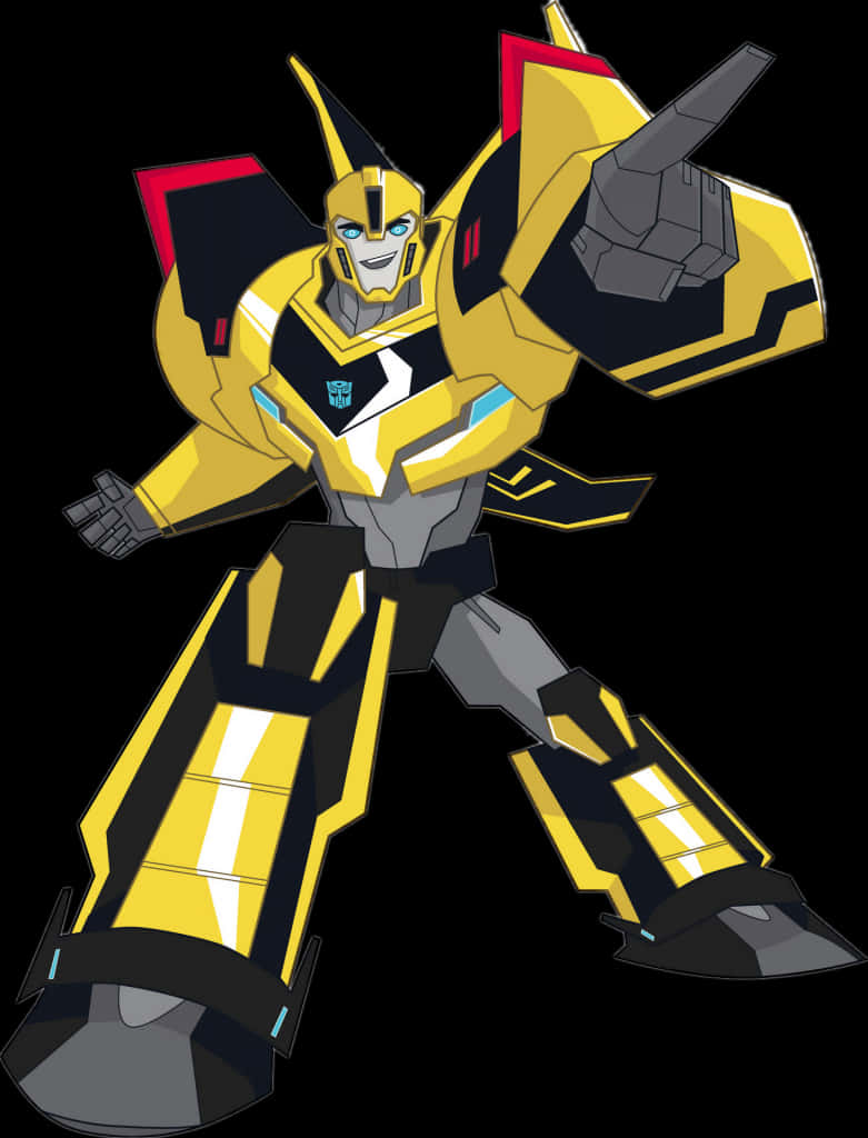 Animated Bumblebee Transformer Stance PNG image