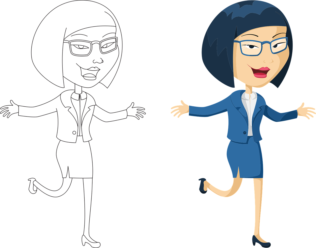 Animated Businesswomen Illustration PNG image