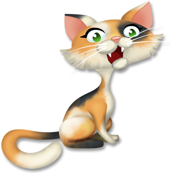 Animated Calico Cat Sitting PNG image