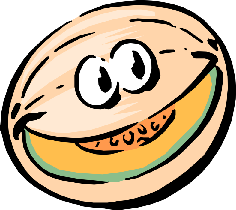 Animated Cantaloupe Character PNG image
