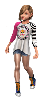 Animated Casual Girl Character PNG image