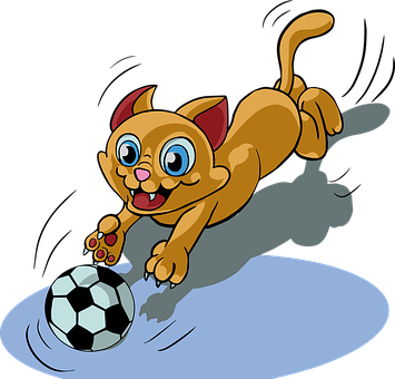 Animated Cat Playing Soccer PNG image