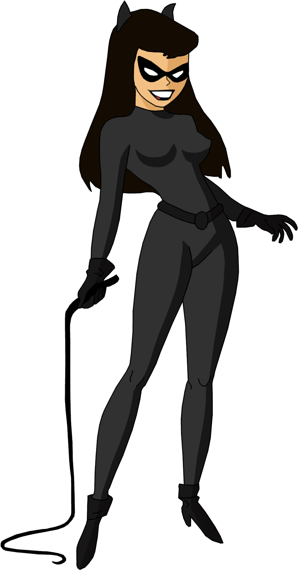 Animated Catwoman Standing With Whip PNG image