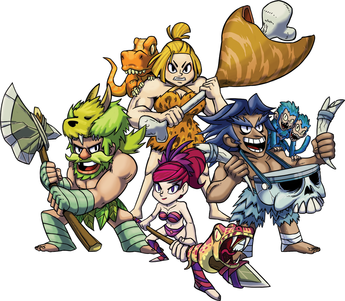 Animated Caveman Group Adventure PNG image