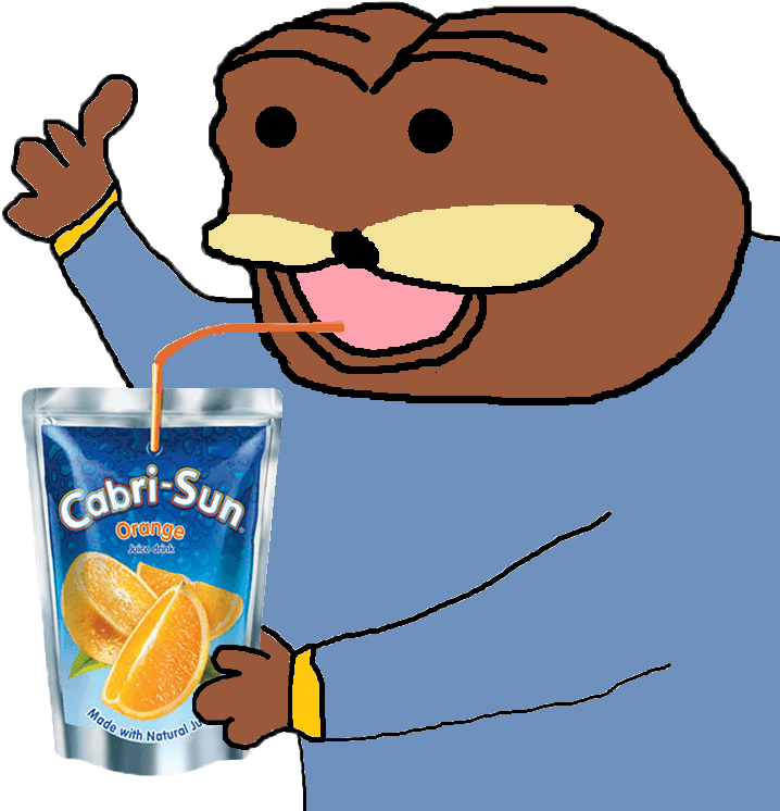 Animated Character Drinking Capri Sun PNG image