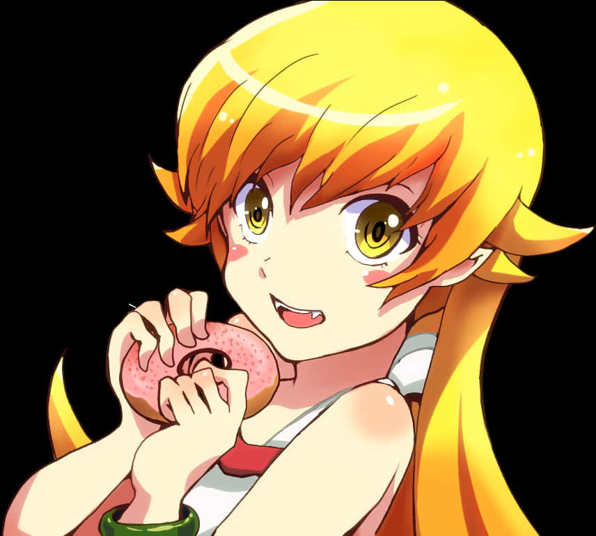 Animated Character Eating Donut PNG image