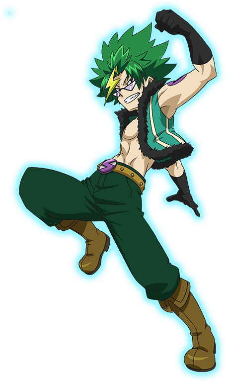 Animated Character Green Hair Pose PNG image