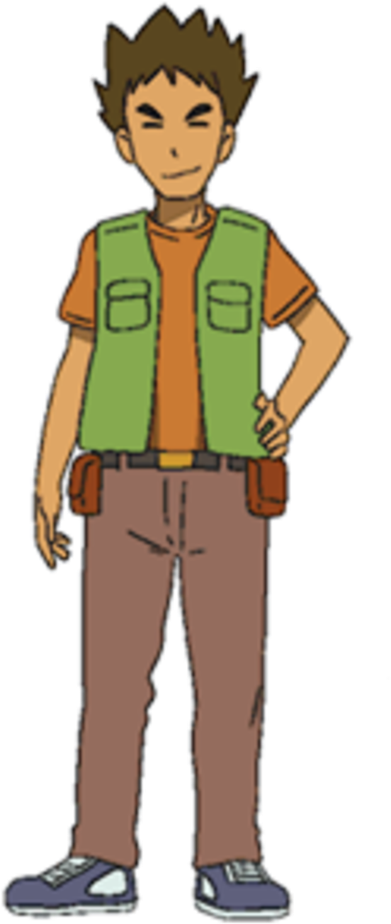 Animated Character Green Vest Brown Pants PNG image