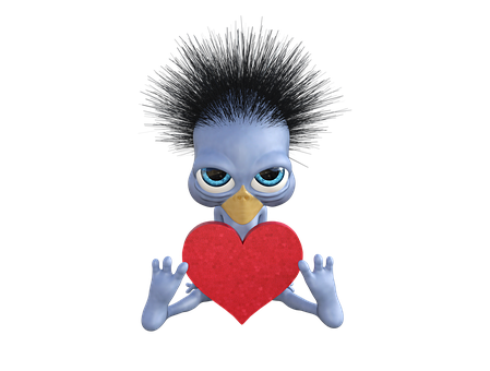 Animated Character Holding Heart PNG image