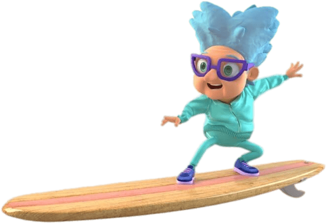 Animated Character Surfing On Board PNG image