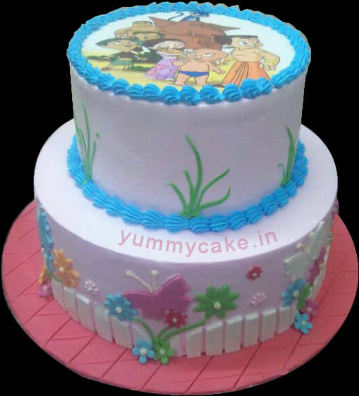 Animated Character Themed Cake PNG image