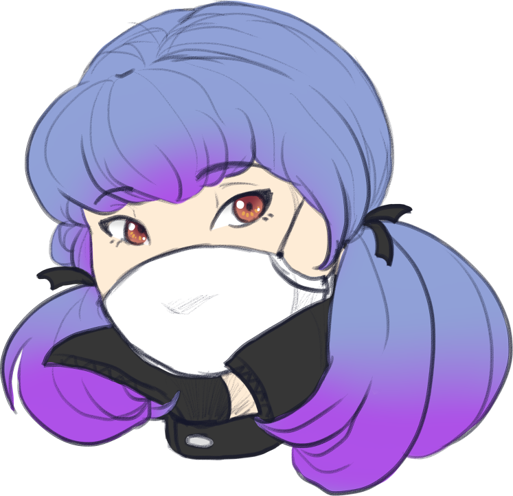 Animated Character With Purple Hairand Mask PNG image