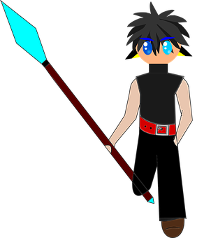 Animated Character With Spear PNG image