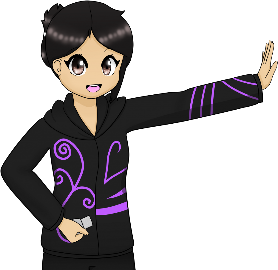 Animated Characterin Black Hoodie Waving PNG image