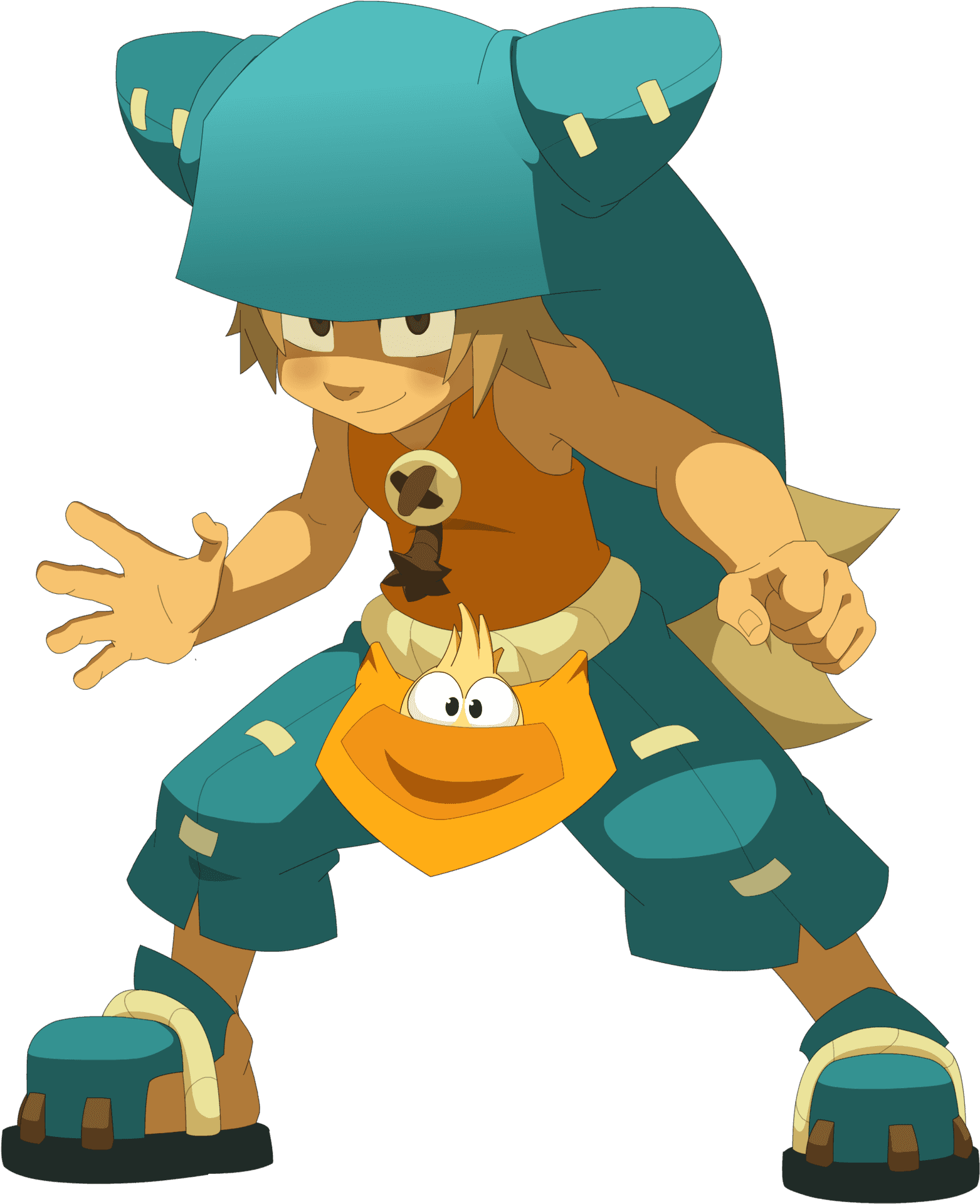 Animated Characterin Blue Hatand Orange Clothes PNG image