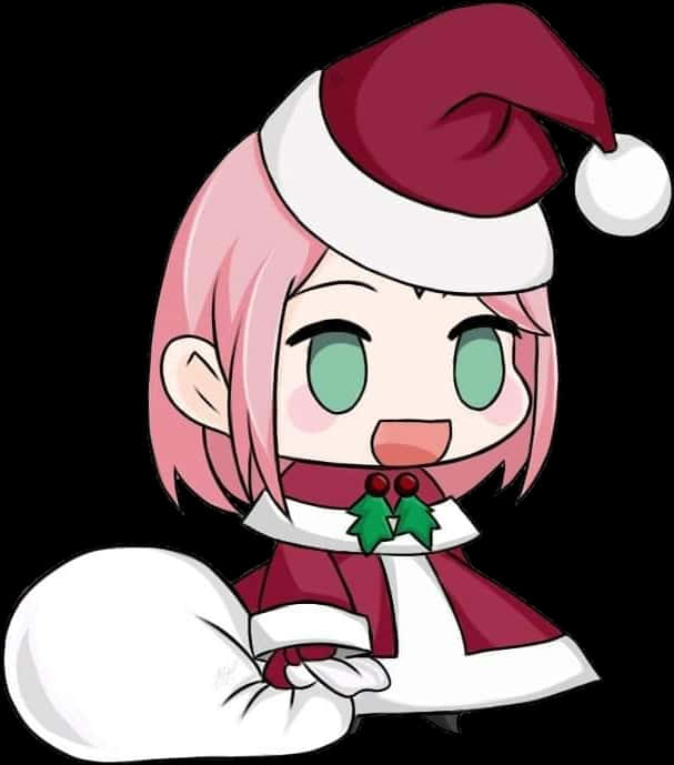 Animated Characterin Christmas Outfit PNG image