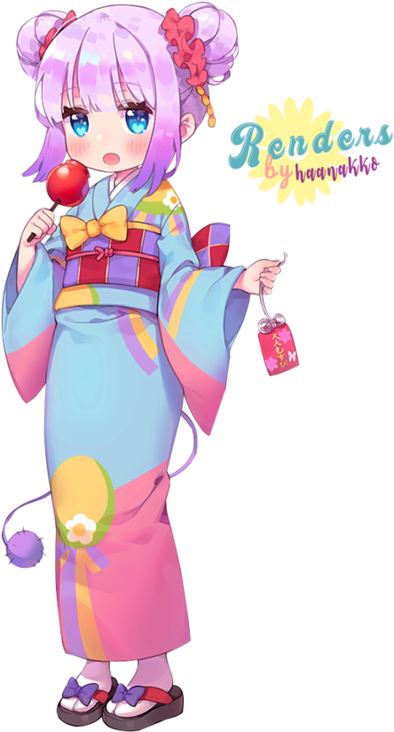 Animated Characterin Colorful Kimono PNG image