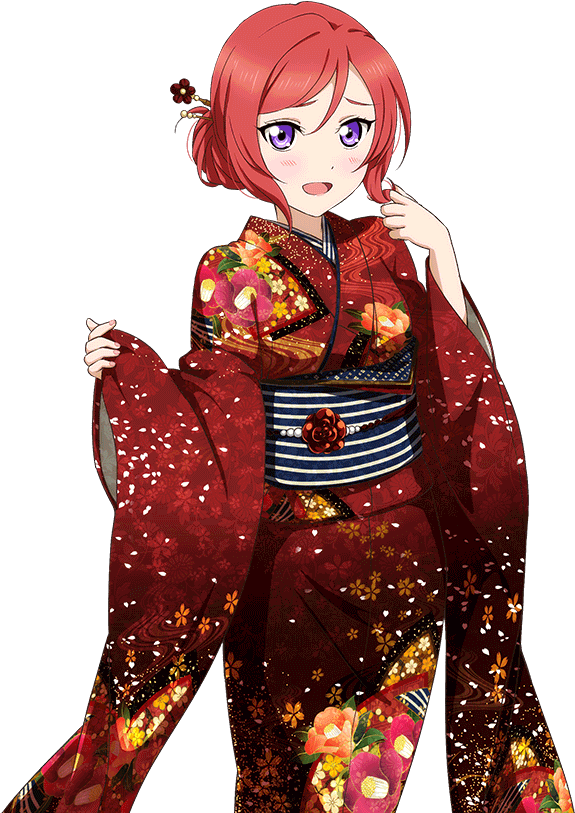 Animated Characterin Red Kimono PNG image