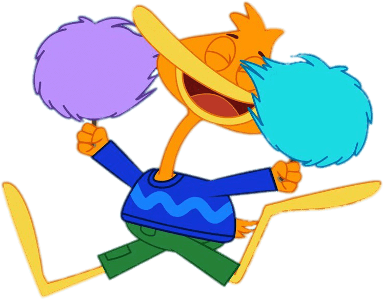 Animated Cheerleader Cartoon Jumping With Pom Poms PNG image