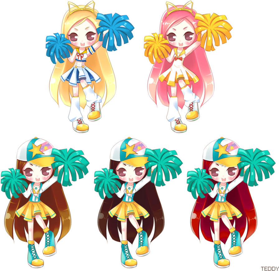 Animated Cheerleader Characters PNG image